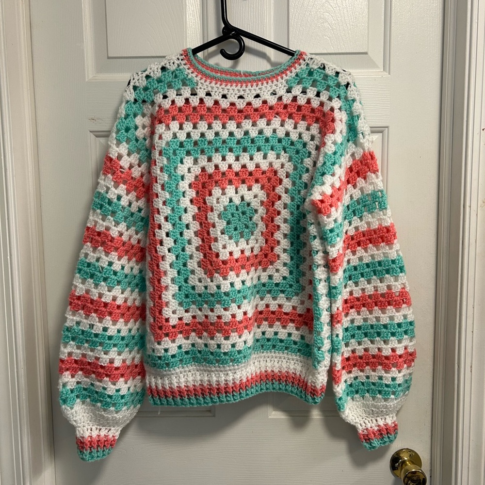 OOAK handmade crochet crewneck jumper size M